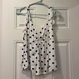 Brandy Melville black white polka dot flowy babydoll top